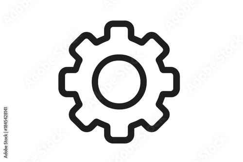 Outline cogwheel symbol for settings, configuration, and mechanical engineering