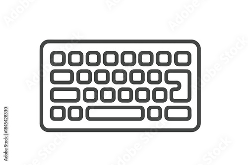 Modern computer keyboard outline icon for digital interface design elements