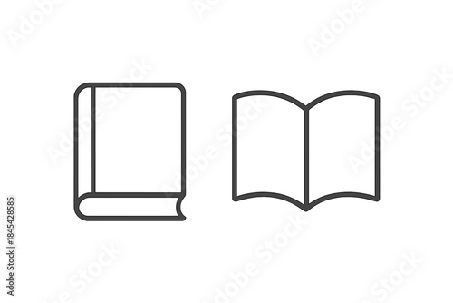 Closed book and open book outline symbols representing learning and literature