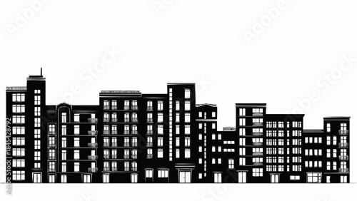 Silhouette of a City Skyline with Numerous Buildings.