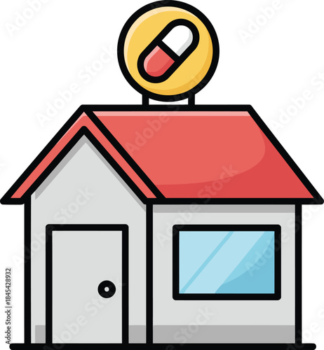 A friendly neighborhood pharmacy building offering essential medication and healthcare services