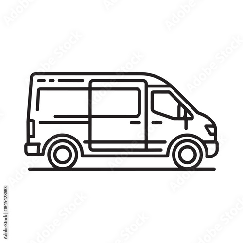 Wallpaper Mural Simple black and white line drawing of a delivery or utility van Torontodigital.ca