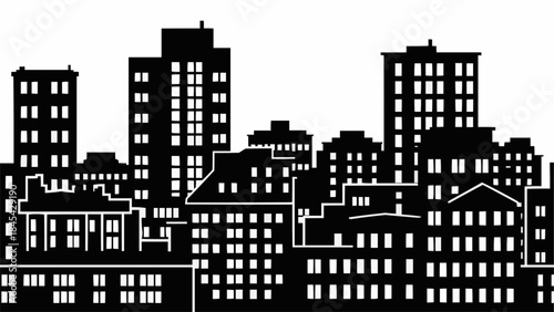 Silhouette of a City Skyline with Diverse Buildings.