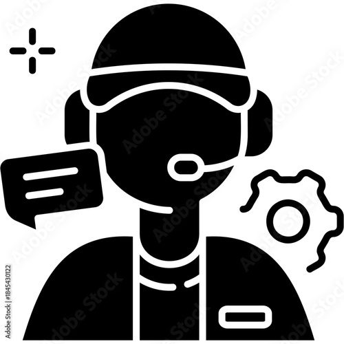 Glyph Solid Customer Service Icon