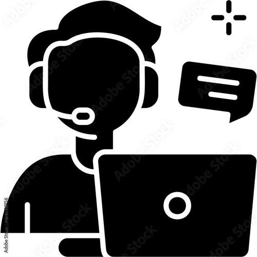 Glyph Solid Customer Help Icon