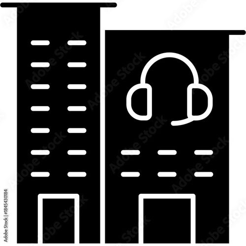 Glyph Solid Call Center Icon