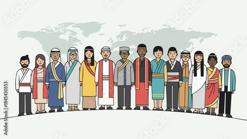 Diverse group of people from around the world standing together.