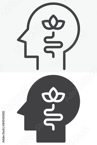 Personal growth line and solid vector icon set