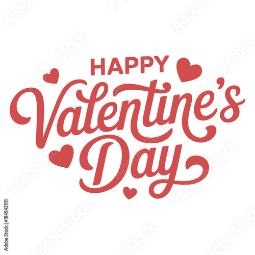 Happy Valentine's Day Calligraphy Lettering Design, Romantic Love Hearts Vector, vector illustration 
