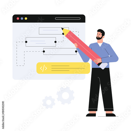 Developer  Vector Flat Illustration EPS 10 File	