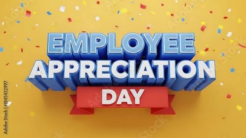 Employee appreciation day illustration of employee appreciation day with confetti on yellow background