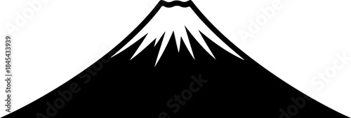 Mount Fuji silhouette with snow peak silhouette vector illustration