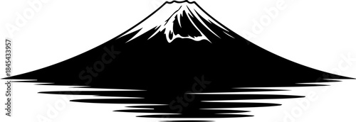 Mount Fuji silhouette with snow peak silhouette vector illustration