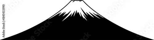 Mount Fuji silhouette with snow peak silhouette vector illustration