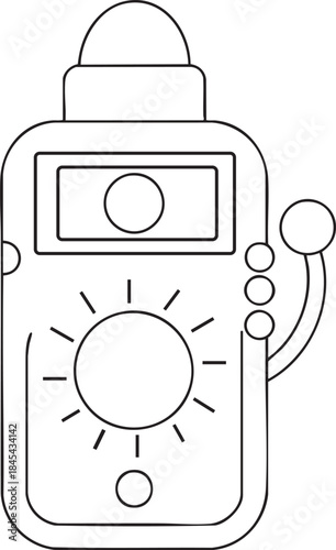 Light meter outline illustration presenting exposure measurement tools used in photography film and videography