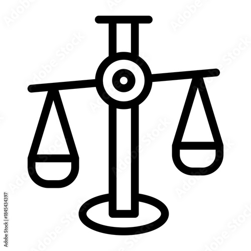 Line style business icon of balance scales representing fairness, law, and decision making.