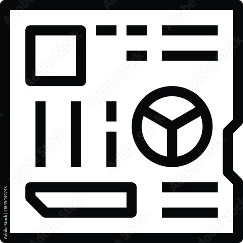 Computer Motherboard Circuitry Line Icon