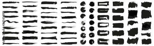 Rough brush strokes and ink marks in expressive styles. Organic textures add artistic and grunge character