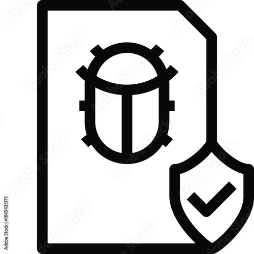 Infected File with Bug Virus Line Icon