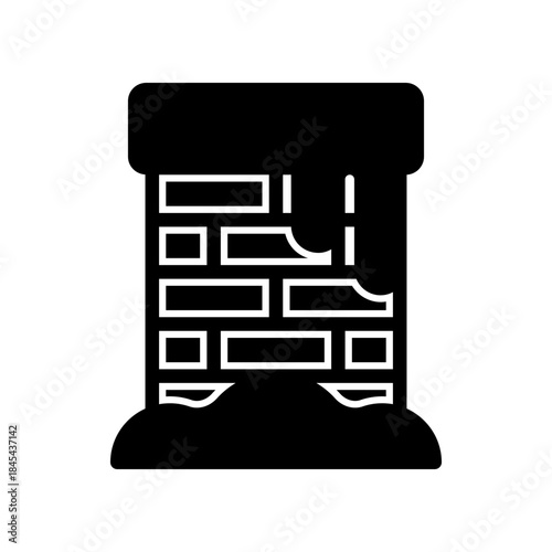 Stylized Brick Chimney With Smoke Over Snowy Ground. Icon for Fireplace or Home Decor