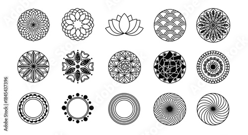 Collection of various circular mandala designs.