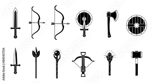 Medieval fantasy weapons and tools.