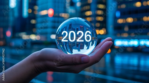 Hand holding glowing 2026 number symbolizing future planning and vision
