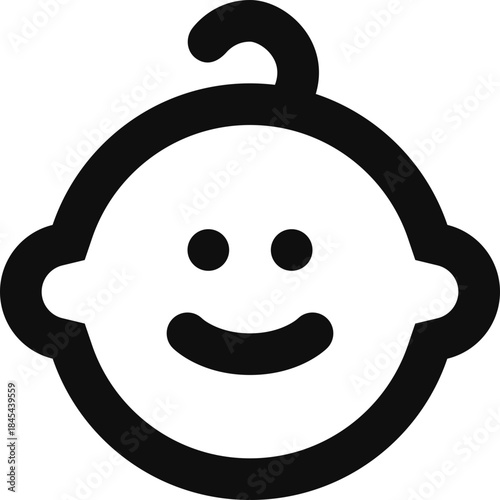 Cute Baby Face Outline Icon