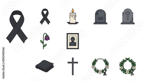 Vector set of black web icons including wedding, zodiac, music, business, medical, car, computer, phone, and travel illustrations