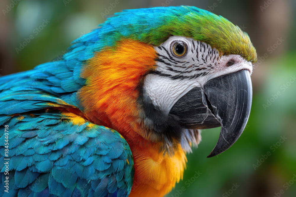 Obraz premium Close up of a blue and gold macaw parrot
