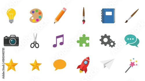 Set of color vector colorfull hobbies icons symbol design illustration