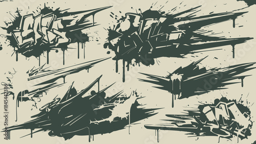 Ink Splatter Grunge Graffiti Abstract Vector Design Elements