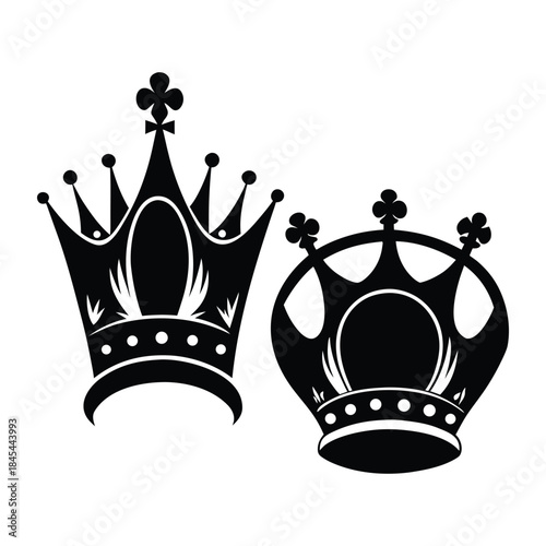 King queen crown silhouette vector illustration