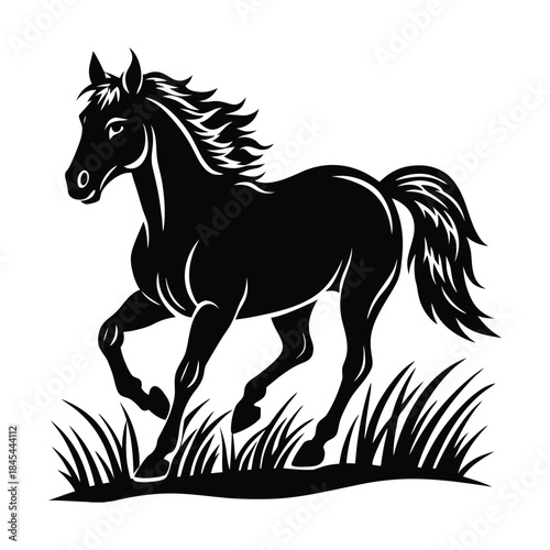 Running horse black silhouette vector