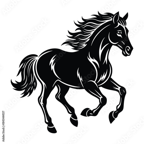 Running horse silhouette in dynamic motion