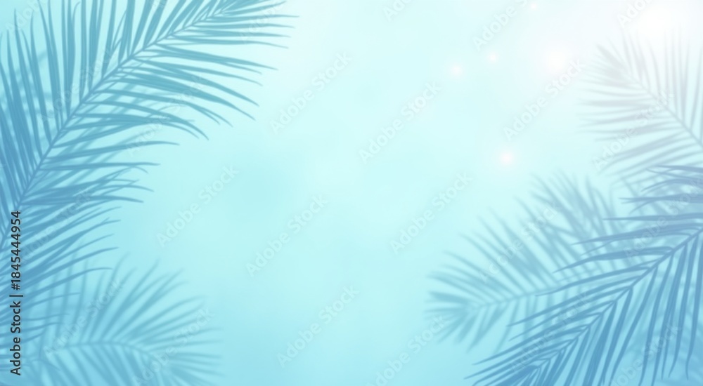 Obraz premium Palm tree branch with the sun shining through the leaves plant background copy space