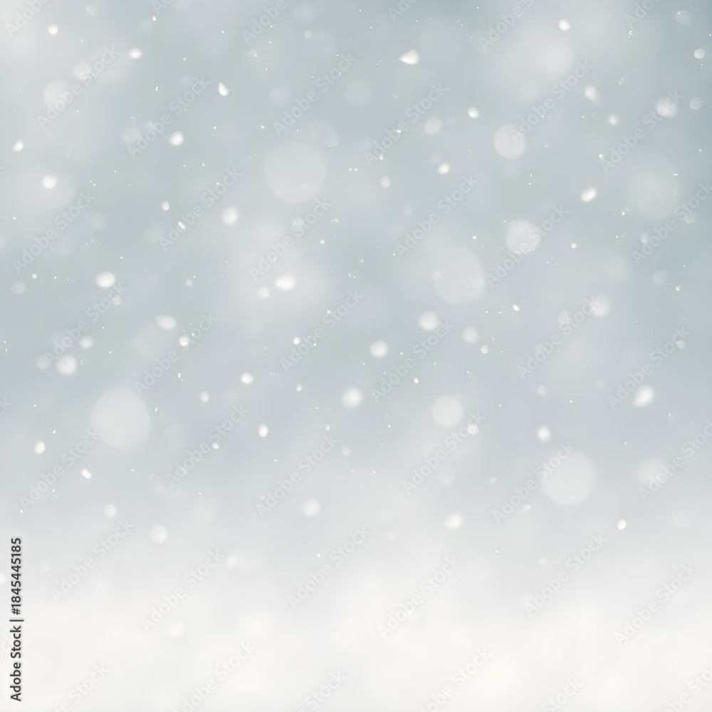 Fototapeta premium White Falling Snowflakes and Bokeh on Light Blue Winter Background