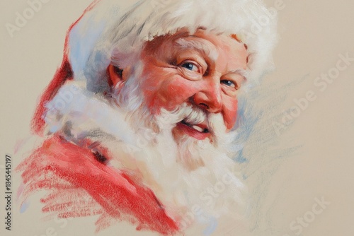 Cheerful Santa Claus Pastel Portrait With Soft Christmas Colors (JPG 300DPI 10800×7200)
