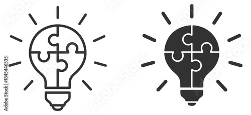 Creative idea and solution symbol, innovation and thinking concept, minimal vector illustration on transparent background