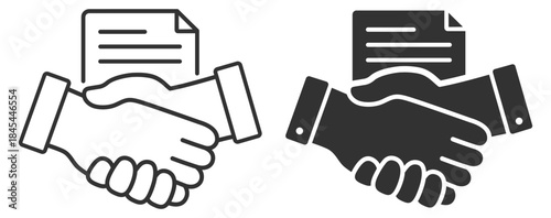 Handshake agreement icon, business partnership and deal symbol on transparent background