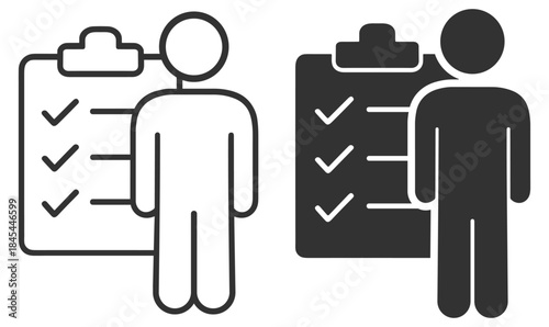 Employee checklist and task completion management concept icon on transparent background