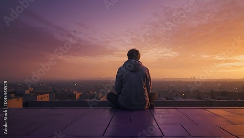 Young woman walking silhouette on a sunset beach street