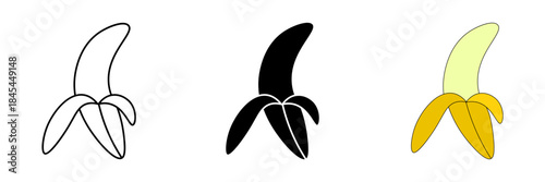 Banana set icon on white background