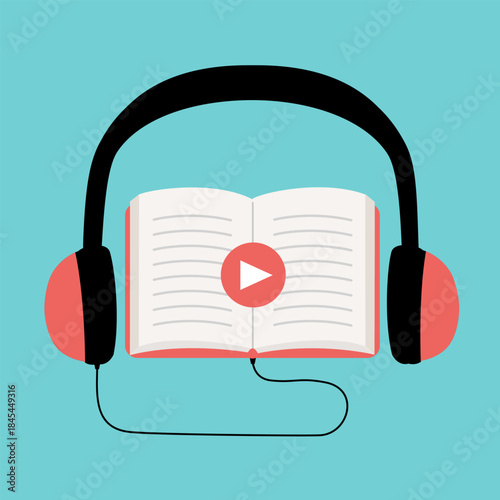 Audio book to listen to e-books. Vector illustration on white background.