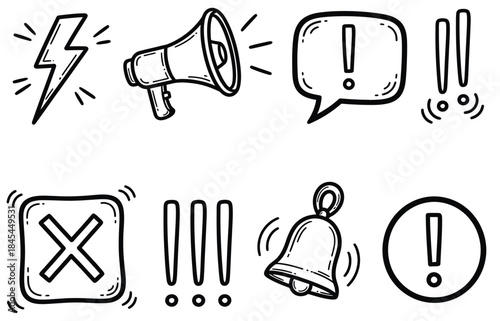 Collection of attention grabbing icons and symbols