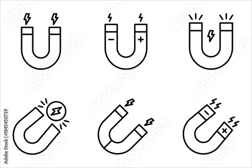 Magnet icon set. Magnet symbol vector illustration on white background
