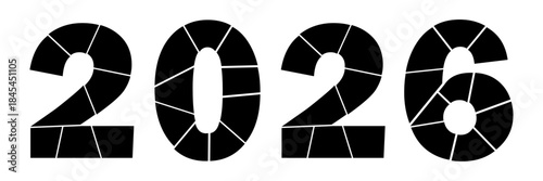 2026 new year text photo collage mockup. numbers