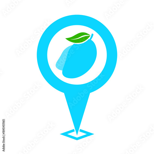 blue cute mango location pin icon