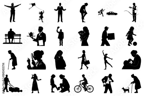Collection of Silhouettes of People Engaged in Various Activities Keywords silhouette, people_1