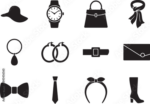 Downloadable vector EPS icons of fashionable accessories for creative design projects.